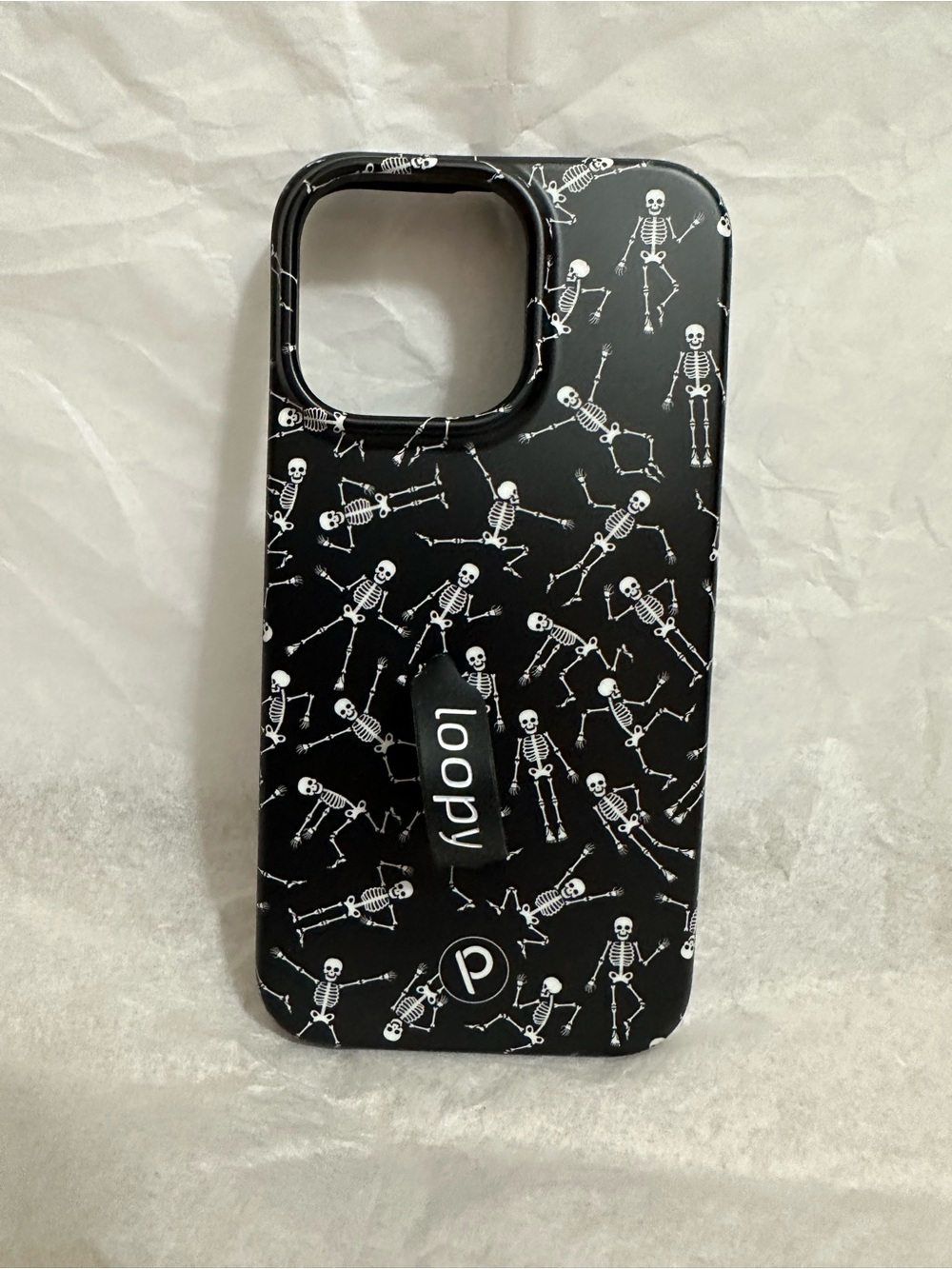 Loopy Case “Boogey Bones” Glow Black & White Dancing Skeleton Grip Phone Case